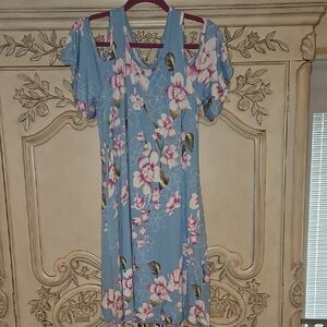 Stretchy Floral Blue Sun Dress